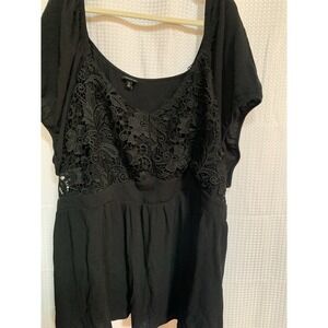 Torrid Womens 5X Short Sleeve Black Blouse Goth Cottage Boho